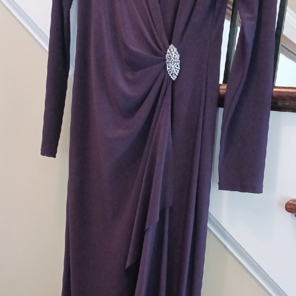 Lauren Ralph Lauren Evening ,maxi  Dark Purple Long Sleeve Dress